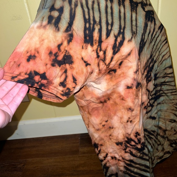 Black Reverse Tie-Dye Retro Short Sleeve Cotton Shirt Size M New without Tags - Picture 6 of 7